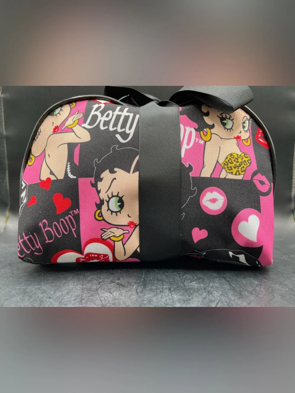 Betty Boop 2-Piece Makeup Bag Set - Pink Black Cartoon Cosmetic Pouches NWOT